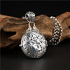Alloy & Glass Hollow Flat Round Cage Pendant Necklaces for Diffuser Ball FS-WGCD084-01-4