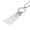 Non-Tarnish 304 Stainless Steel Ring with Tassel Pendant Necklace with Box Chains for Women NJEW-B087-01P-2