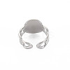 Non-Tarnish 304 Stainless Steel Oval with Human Wide Open Cuff Ring for Women RJEW-S405-164P-2