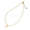 304 Stainless Steel Saint Benedict Medal Pendant Glass and Brass Beaded Short Necklaces for Women Daily Wear LS-AB8901-5