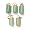 Natural Green Aventurine Column Charms with 304 Stainless Steel Jump Rings G-Q032-01F-1