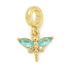 Rack Plating Brass Micro Pave Clear Cubic Zirconia European Dangle Pendants KK-Z067-29G-1