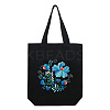 DIY Flower Pattern Black Canvas Tote Bag Embroidery Kit PW23041860686-1