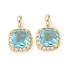 Brass Micro Pave Cubic Zirconia and Glass Pendants KK-H455-19G-1