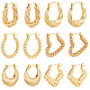 6 Pairs 6 Style 304 Stainless Steel Hoop Earrings for Women EJEW-BBC0001-96-1