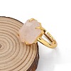Hexagon Natural Rose Quartz Finger Rings RJEW-B113-02G-04-4