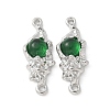 Brass Pave Green Glass Connector Charms KK-U052-02P-1