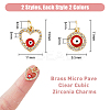 DICOSMETIC 8Pcs 4 Styles Evil Eye Brass Micro Pave Clear Cubic Zirconia Charms KK-DC0002-64-2