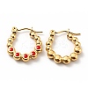 Ion Plating(IP) 304 Stainless Steel Round Beads Wrap Hoop Earrings with Enamel for Women EJEW-G293-16A-G-2