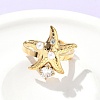 304 Stainless Steel Micro Pave Cubic Zirconia Plastic Pearl Cuff Rings RJEW-D310-02A-G-2