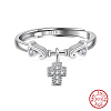 Rhodium Plated 925 Sterling Silver Adjustable Rings for Women STER-P065-24P-1