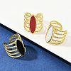 Horse Eye 304 Stainless Steel Enamel Cuff Rings for Women RJEW-G355-04G-1