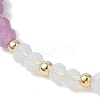 Dyed Natural Malaysia Jade & Brass Beaded Bangles for Women BJEW-JB13343-04-4