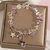 Alloy Rhinestone Star Charm Glass Beaded Stretch Bracelets for Women WG1458C-02-1