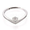 Flower Brass Micro Pave Cubic Zirconia Cup Peg Ring Settings KK-N274-30P-2