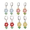 4 Pair 4 Color Alloy Enamel Flower Dangle Leverback Earrings EJEW-JE05236-1