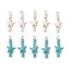 10Pcs 2 Colors Starfish & Rondelle Dyed Synthetic Turquoise Beaded Pendants PALLOY-JF03949-1