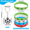 PVC Football Keychain & Silicone Cord Bracelets Jewelry Sets SJEW-GF0001-01-2