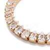 Brass Pave Clear Cubic Zirconia Teardrop Box Chain Slider Bracelets BJEW-B094-07G-2