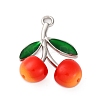 Brass Green Enamel & Plastic Cherry Pendants KK-I276-17P-2