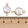 Natural Keshi Pearl Flower Connector Charms KK-D423-06G-3