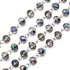 Faceted Rondelle Handmade Electroplate Glass Beads Chains AJEW-JB00130-01-1