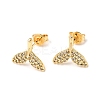 Fishtail Brass Micro Pave Clear Cubic Zirconia Stud Earrings EJEW-A135-15G-4