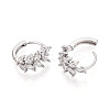 Brass Micro Pave Cubic Zirconia Leaf Hoop Earrings EJEW-T048-41B-P-3