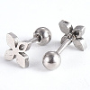 Tarnish Resistant 201 Stainless Steel Flower Barbell Cartilage Earrings LS-EJEW-R147-26-3