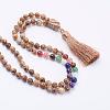 Natural Picture Jasper Tassel Pendant Necklaces NJEW-P193-A02-2