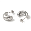 304 Stainless Steel & Rhinestones C-Shaped Stud Earrings for Women EJEW-S237-11-2