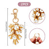 Flower Brass & ABS Plastic Imitation Pearl Pendant Decoration HJEW-PH02010-2