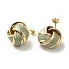 Real 18K Gold Plated Iron Enamel Stud Earrings for Women EJEW-M251-09G-03-2
