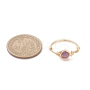Copper Wire Wrapped Natural Gemstone Braided Bead Finger Rings for Women RJEW-JR00940-3
