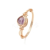 Copper Wire Wrapped Natural Gemstone Braided Bead Finger Rings for Women RJEW-JR00940-4
