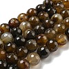 Faceted Natural Banded Agate Beads Strands G-F447-12mm-O02-1