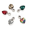 5Pcs 5 Colors Electroplated Glass Faceted Heart European Dangle Charms PALLOY-JF00041-S-1
