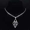 Hollow Out Diamond Moon 201 Stainless Steel Pendant Necklaces for Men Women LS-NJEW-K283-25P-2