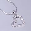Trendy Real Platinum Plated Eco-Friendly Tin Alloy Czech Rhinestone Heart Pendant Necklaces NJEW-BB13780-P-2
