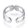 304 Stainless Steel Oval Open Cuff Ring RJEW-N040-42-3