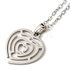 201 Stainless Steel Hollow Heart Pendant Necklace with Cable Chains NJEW-Q317-14P-2