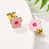 304 Stainless Steel Enamel Stud Earrings STAS-E502-01G-02-3