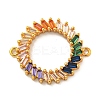 Brass Pave Colorful Glass Connector Charms KK-G493-19G-1
