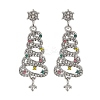 Christmas Trees Alloy Rhinestone Dangle Stud Earrings EJEW-A112-01P-2