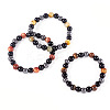 3Pcs 3 Styles 8MM Round Natural Tiger Eye & Black Onyx & Black Obsidian & Synthetic Non-Magnetic Hematite Beads Stretch Bracelets for Women Men BJEW-TA0001-20-2