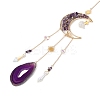 Wire Wrapped Natural Amethyst Moon with Tree of Life Pendant Decorations HJEW-K046-07G-06-3