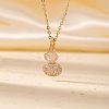 Brass Pave Clear Cubic Zirconia Gourd Shape Pendant Necklaces for Women YJ8780-2