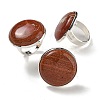 Natural Red Jasper Round Adjustable Rings RJEW-K371-09S-24-1