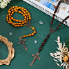 FIBLOOM 2Pcs 2 Colors Alloy Religion Crucifix Cross Pendant Necklaces Set NJEW-FI0001-38-5