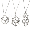 3Pcs 3 Styles 304 Stainless Steel Macrame Pouch Pendant Necklaces NJEW-YW00006-1